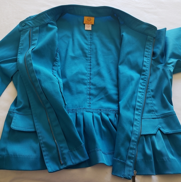EUC Ruby Rd. Blue Ruffle Jacket Sz 18 - Picture 6 of 8